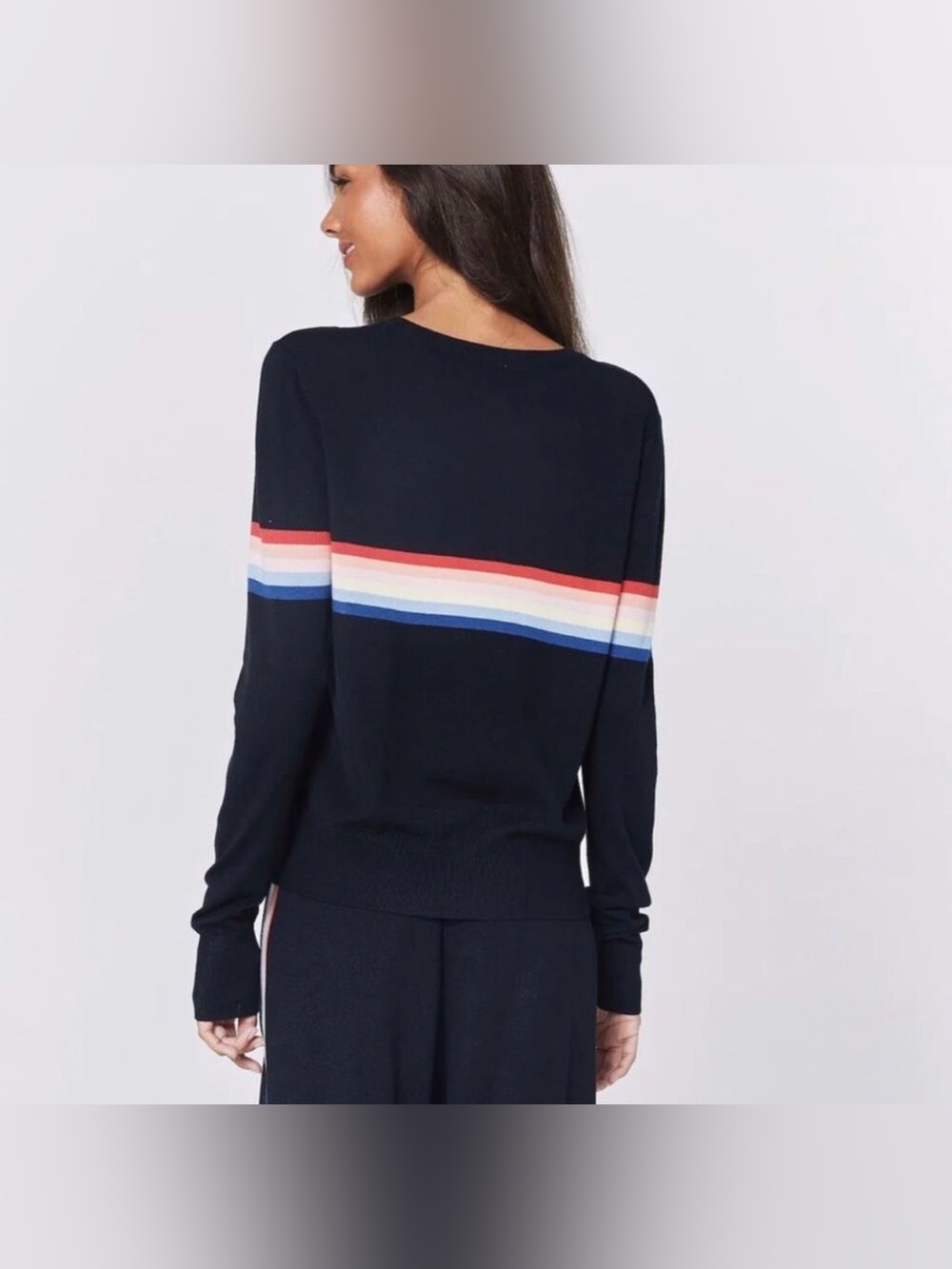 NWOT Spiritual Gangster x Madeleine Thompson Rainbow Stripe Knit Sweater - Picture 14 of 16